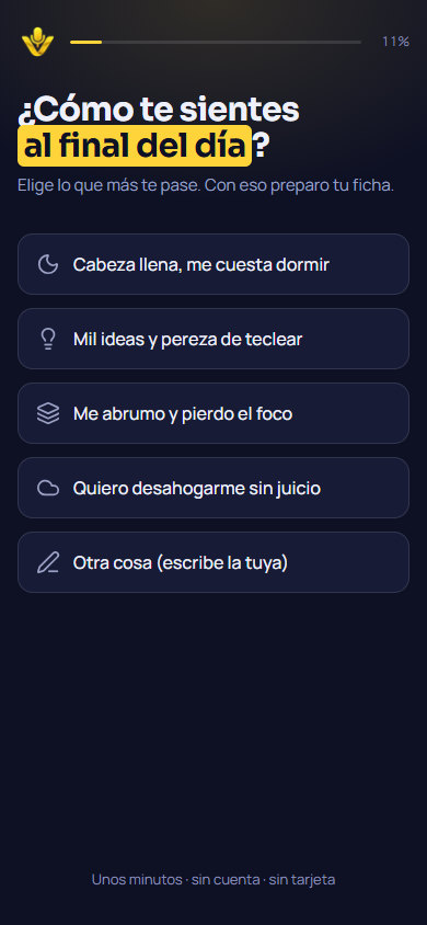 Pregunta de bienvenida: cómo te sientes al final del día
